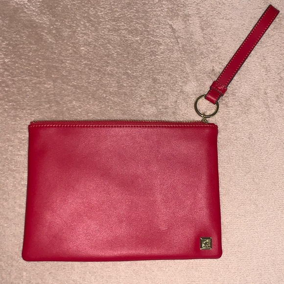 ANNE AK KLEIN Red Leather wristlet - Picture 1 of 5